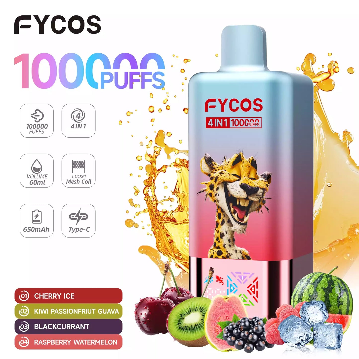 FYCOS 4-IN-1 100K Disposable Vape Wholesale 100000 Puffs Bulk Buy