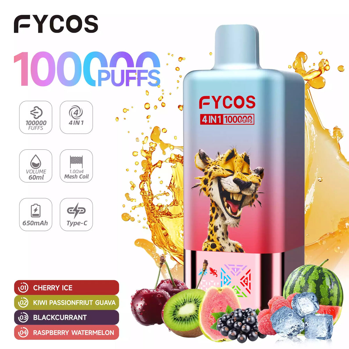 FYCOS 4-IN-1 100K Disposable Vape Wholesale 100000 Puffs Bulk Buy