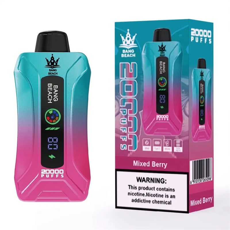 Bang Beach Factory 20000 Puff 20000 With Screen Display 0% 2% 3% 5% Nicotine Disposable Vape-650mAh Battery. 35ml E-liquid. Multiple Nicotine 12 Flavors