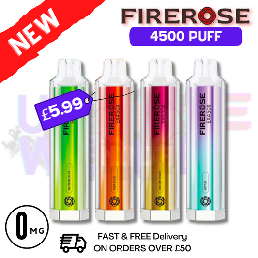 FireRose Elux EX 4500 Vape Puff Einweg-E-Zigaretten - 5,99 £