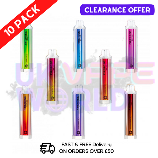 Schachtel mit 10 FireRose Elux EX 4500 Vape Puff Einwegriegeln