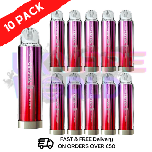 Packung mit 10 Stück – Sprudelnder Kirschkristall SuperMax 4500 Puff Bar SKE