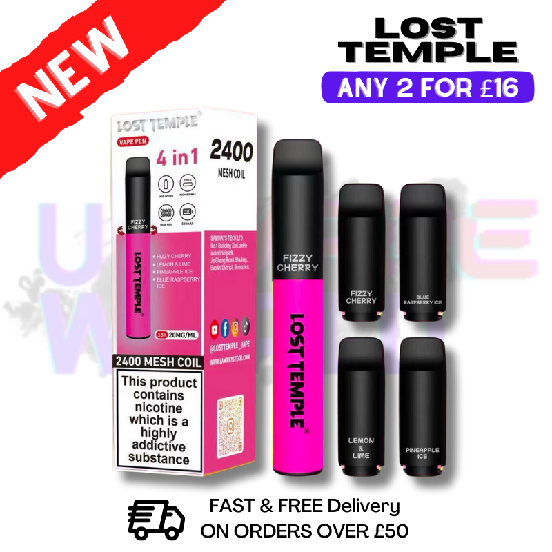 Lost Temple 2400 Puff Bar 4-in-1 Einweg-Vape-Pen-Set