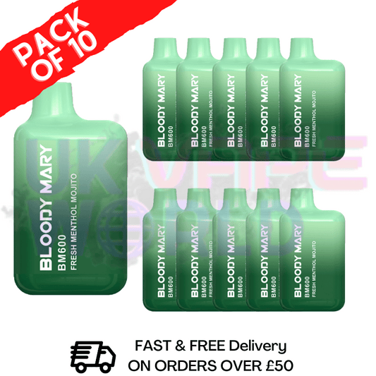 Frischer Menthol-Mojito Bloody Mary, 600 Puffs, 10er-Packung