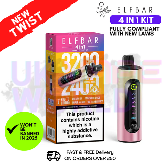 Fruit Edition Elf Bar 3200 & 2400 Puff (4 in 1) Prefilled Pod Kit