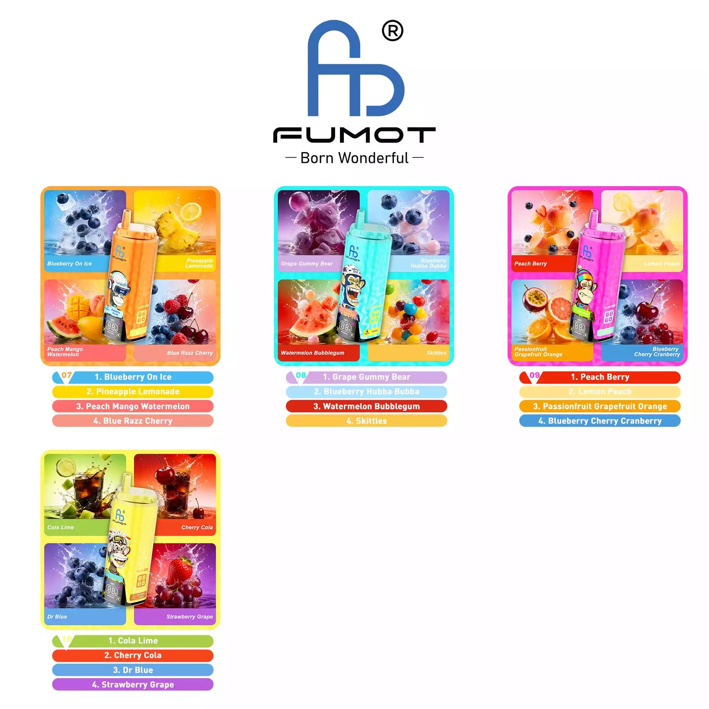FUMOT ECO 4 In 1 Four Taste 80000 80K Puffs Disposable Vapes Dual Mesh Rechargeable Wholesale Bulk Buy