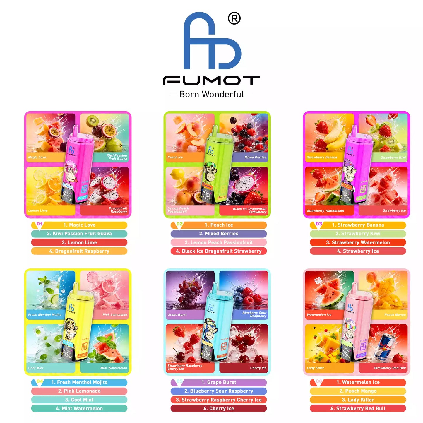 FUMOT ECO 4 In 1 Four Taste 80000 80K Puffs Disposable Vapes Dual Mesh Rechargeable Wholesale Bulk Buy