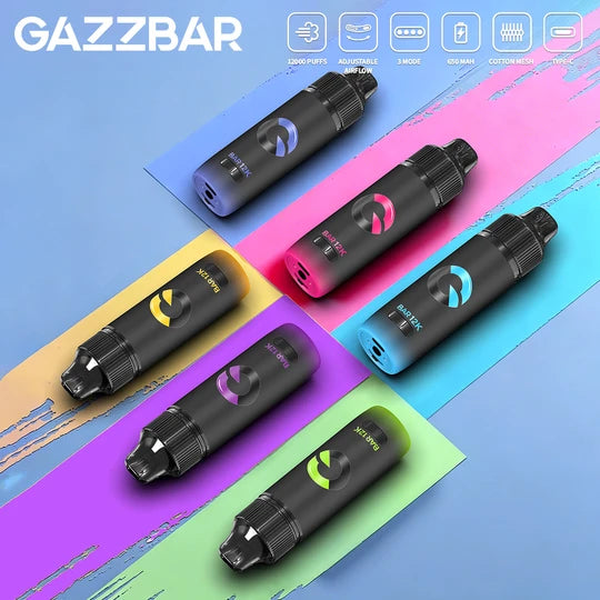 GAZZBAR 12000 Puffs Cotton Mesh Adjustable Airflow 12K Disposable Vapes Wholesale Bulk Buy
