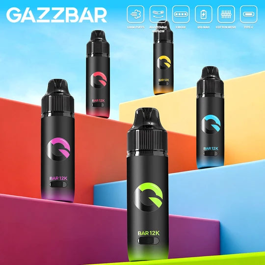 GAZZBAR 12000 Puffs Cotton Mesh Adjustable Airflow 12K Disposable Vapes Wholesale Bulk Buy