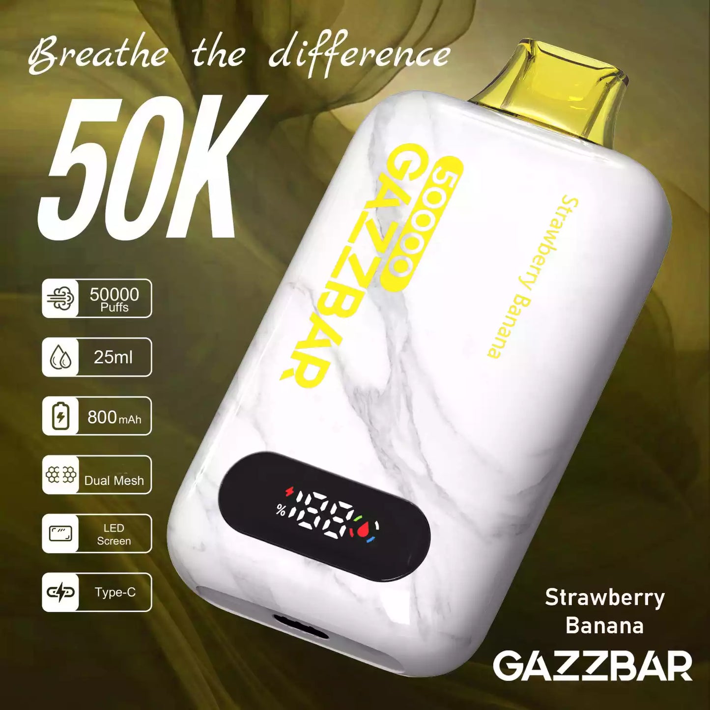 GAZZBAR 50000 Puffs Smart LED Screen 50K Disposable Vapes Dual Mesh Bulk Buy Wholesale