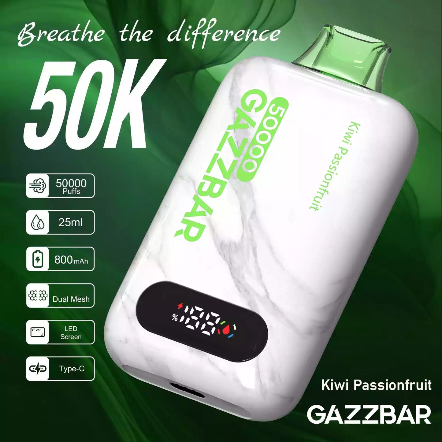 GAZZBAR 50000 Puffs Smart LED Screen 50K Disposable Vapes Dual Mesh Bulk Buy Wholesale