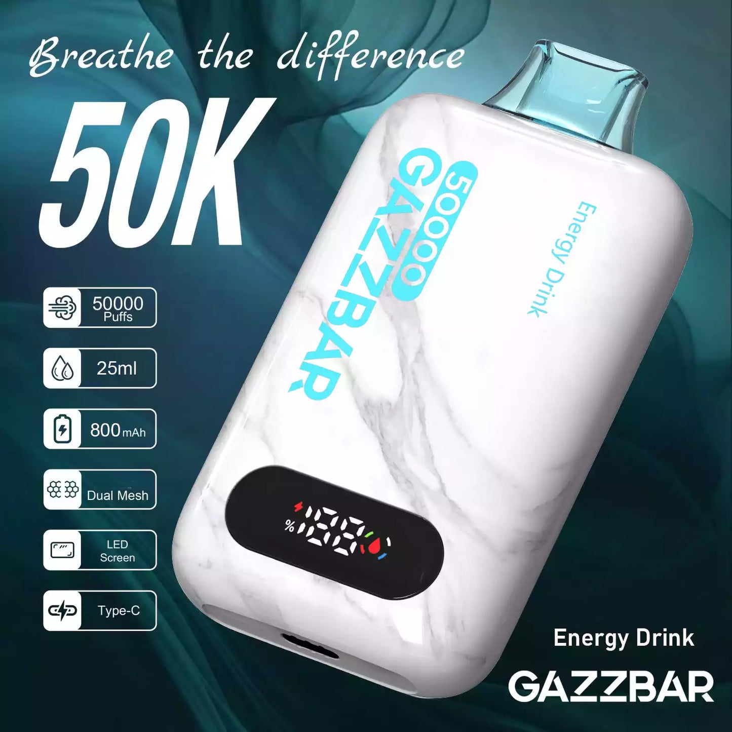 GAZZBAR 50000 Puffs Smart LED Screen 50K Disposable Vapes Dual Mesh Bulk Buy Wholesale