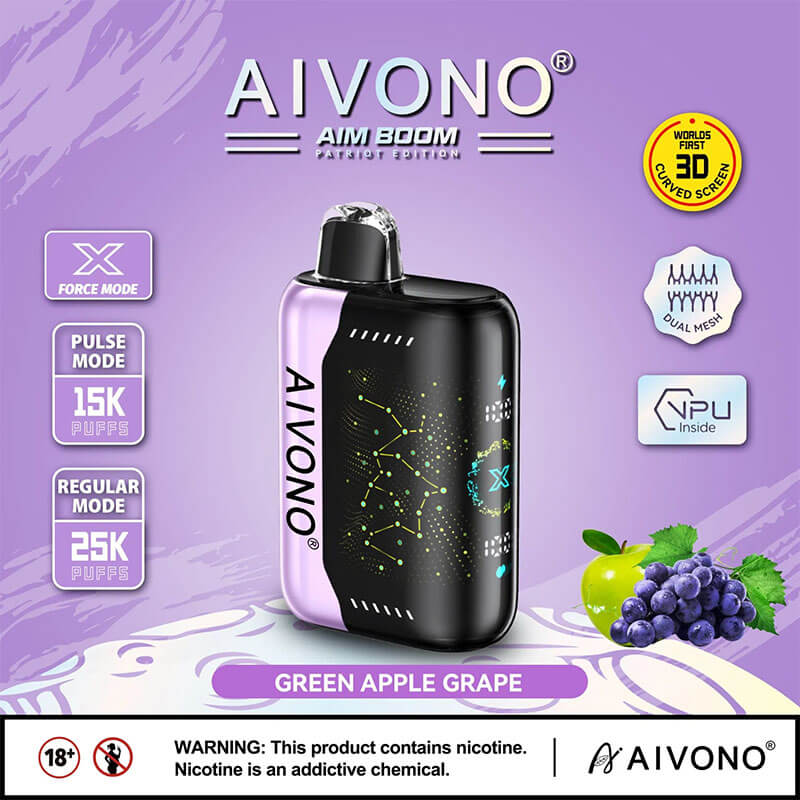 AIVON0 Aim Boom 25000 Züge Einweg-E-Zigarette Einweg-E-Zigarette 25K 650mAh Vapes Pen E-Zigarette vorgefüllt 28ml Nikotin enthält 10 Geschmacksrichtungen