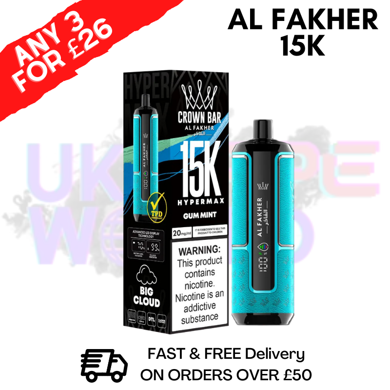 Gum Mint Al Fakher HyperMax 15k Puff | ANY 3 FOR £26