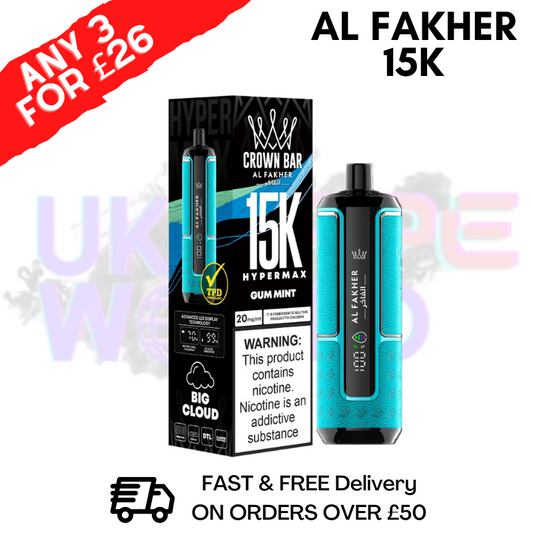 Gum Mint Al Fakher HyperMax 15k Puff | ANY 3 FOR £26