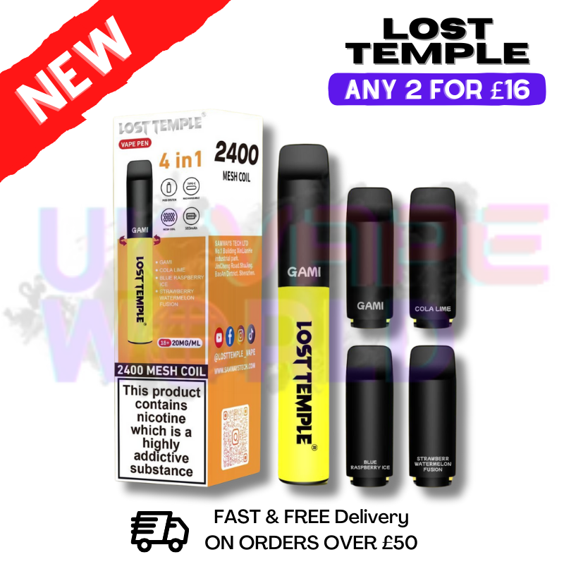 Lost Temple 2400 Puff Bar 4-in-1 Einweg-Vape-Pen-Set