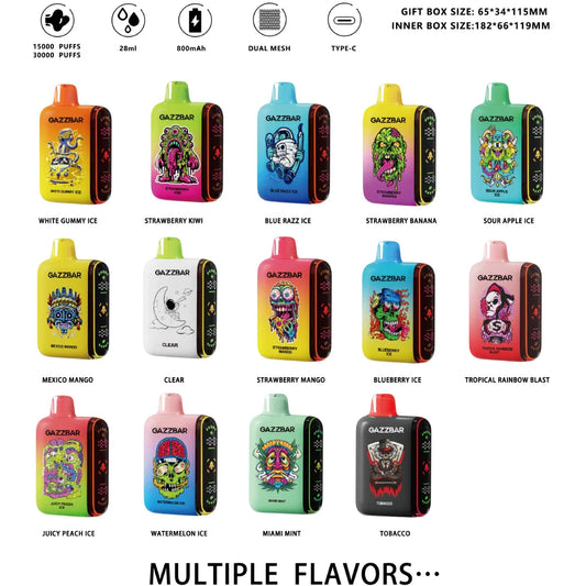 Gazzbar Rocket 20000 Puffs Dual Mesh 10K/20K 2% 5% Low Nicotine LED Display Bulk Buy Rechargeable Disposable Vapes Pen Wholesale
