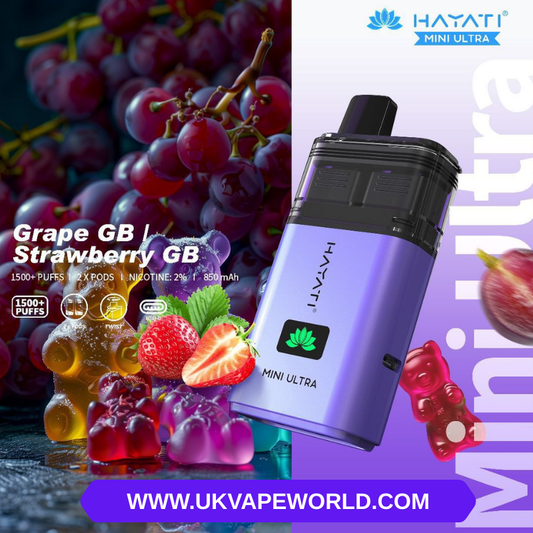Hayati Mini Ultra 1500 Puff Twist vorgefüllter Trauben-Gummibärchen-Riegel