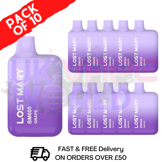 Grape Lost Mary 600 Puff Bars, 10er-Packung