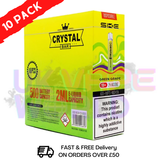 Grüne Traube - Crystal Bar Puffs 600 SKE Schachtel mit 10 Stück - 26,99 £