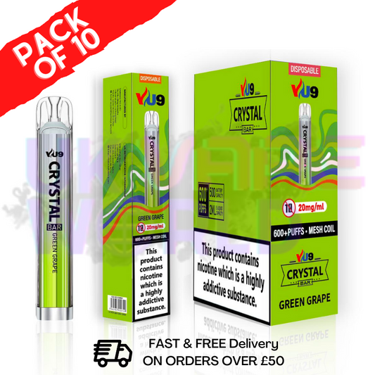 Grüne Traube – Crystal Bar Puffs 600 VU9, 10er-Packung