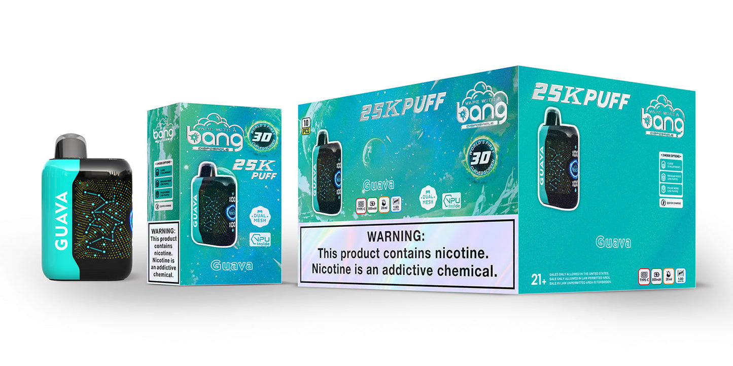 Bang starry 25000 puffs Disposable Vape-850mAh Battery. 30ml E-liquid. Multiple Nicotine 16 Flavors