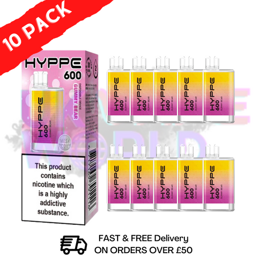 Gummibärchen HYPPE BAR Puffs 600 Packung mit 10 Einwegriegeln