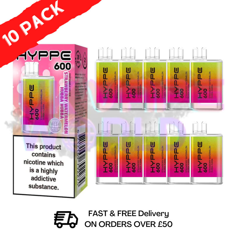 Erdbeer-Wassermelone - HYPPE BAR Puffs 600er-Packung mit 10 Einwegriegeln