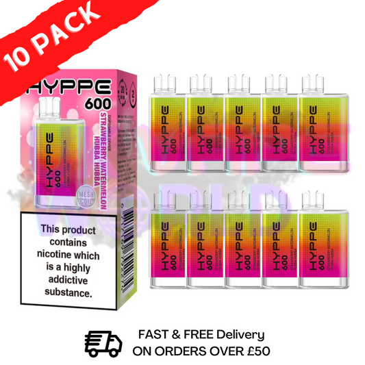 Erdbeer-Wassermelone - HYPPE BAR Puffs 600er-Packung mit 10 Einwegriegeln
