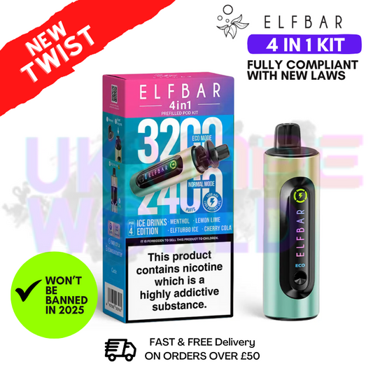 ICE Drinks Edition Elf Bar 3200 &amp; 2400 Züge (4 in 1) Vorgefülltes Pod-Set