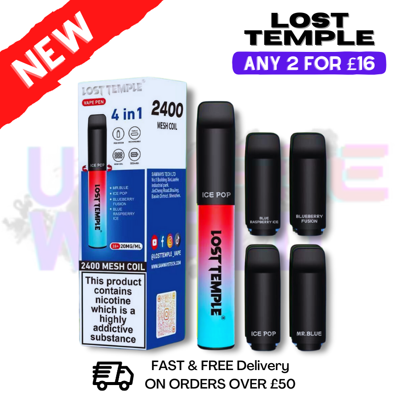 Lost Temple 2400 Puff Bar 4-in-1 Einweg-Vape-Pen-Set