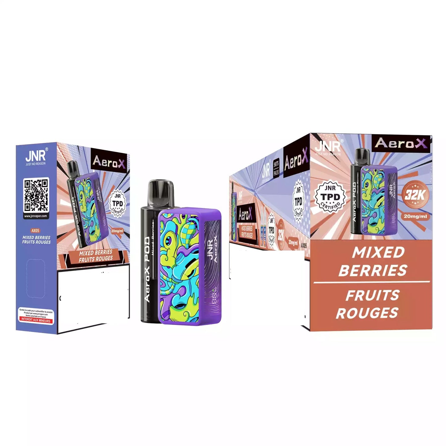JNR AEROX 32000 Puffs Pod Kit Bulk Buy Refillable Vapes Wholesale