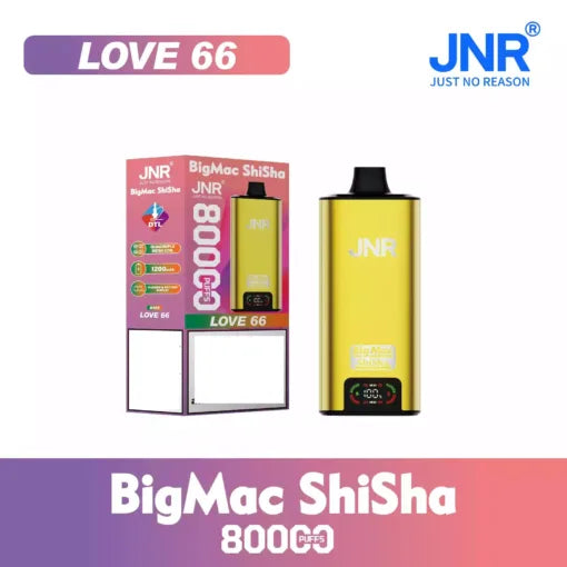 JNR BIG MAC Shisha 80K 80000 Puffs Big Cloud Disposable Vape Wholesale Bulk Buy Smart Display