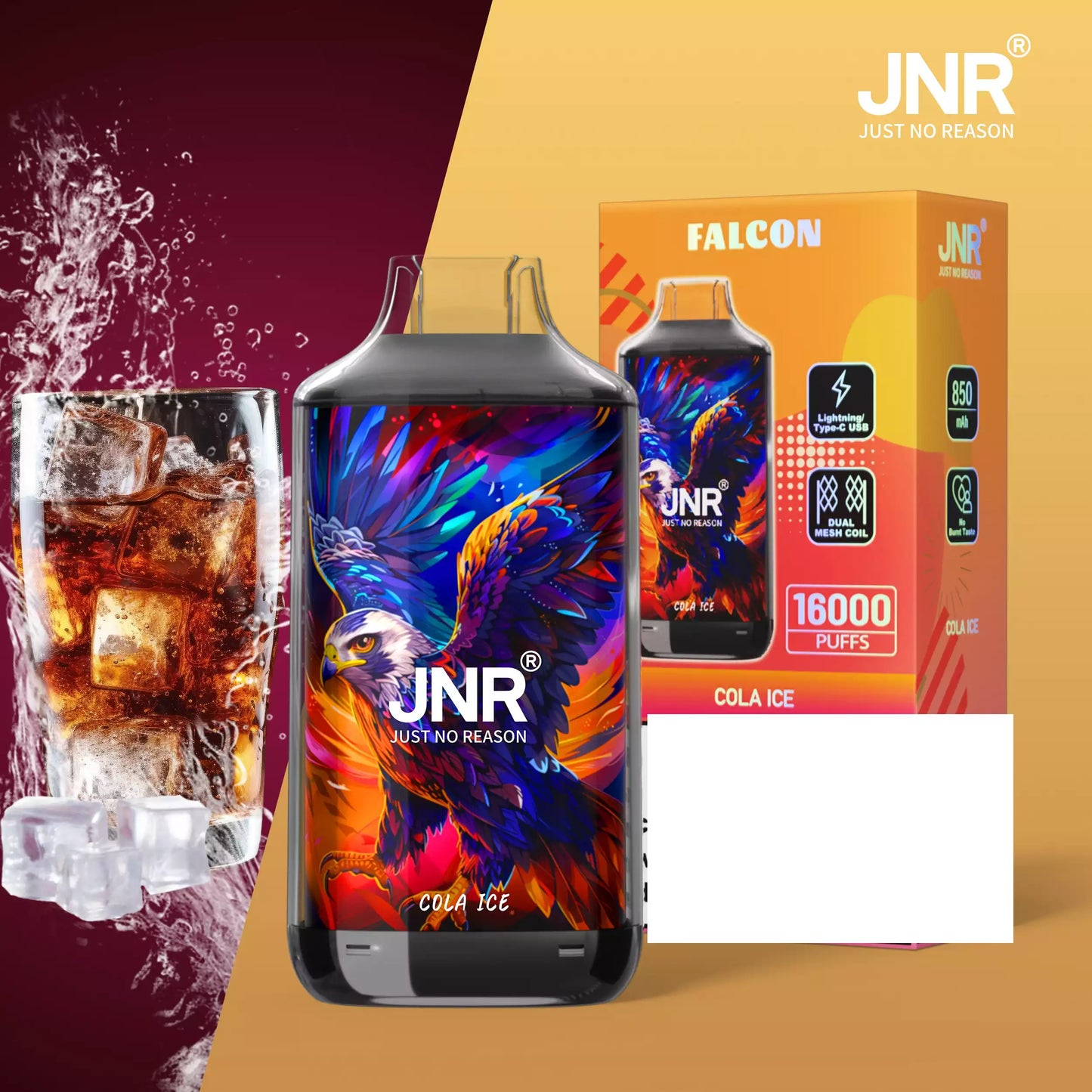 JNR FALCON 16000 Puffs Crystal Craft Dual Mesh Bulk Buy Rechargeable Disposable Vapes Wholesale