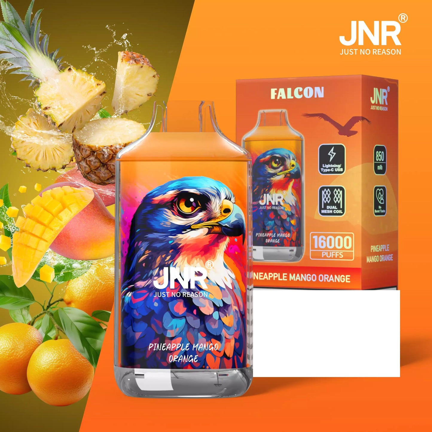 JNR FALCON 16000 Puffs Crystal Craft Dual Mesh Bulk Buy Rechargeable Disposable Vapes Wholesale