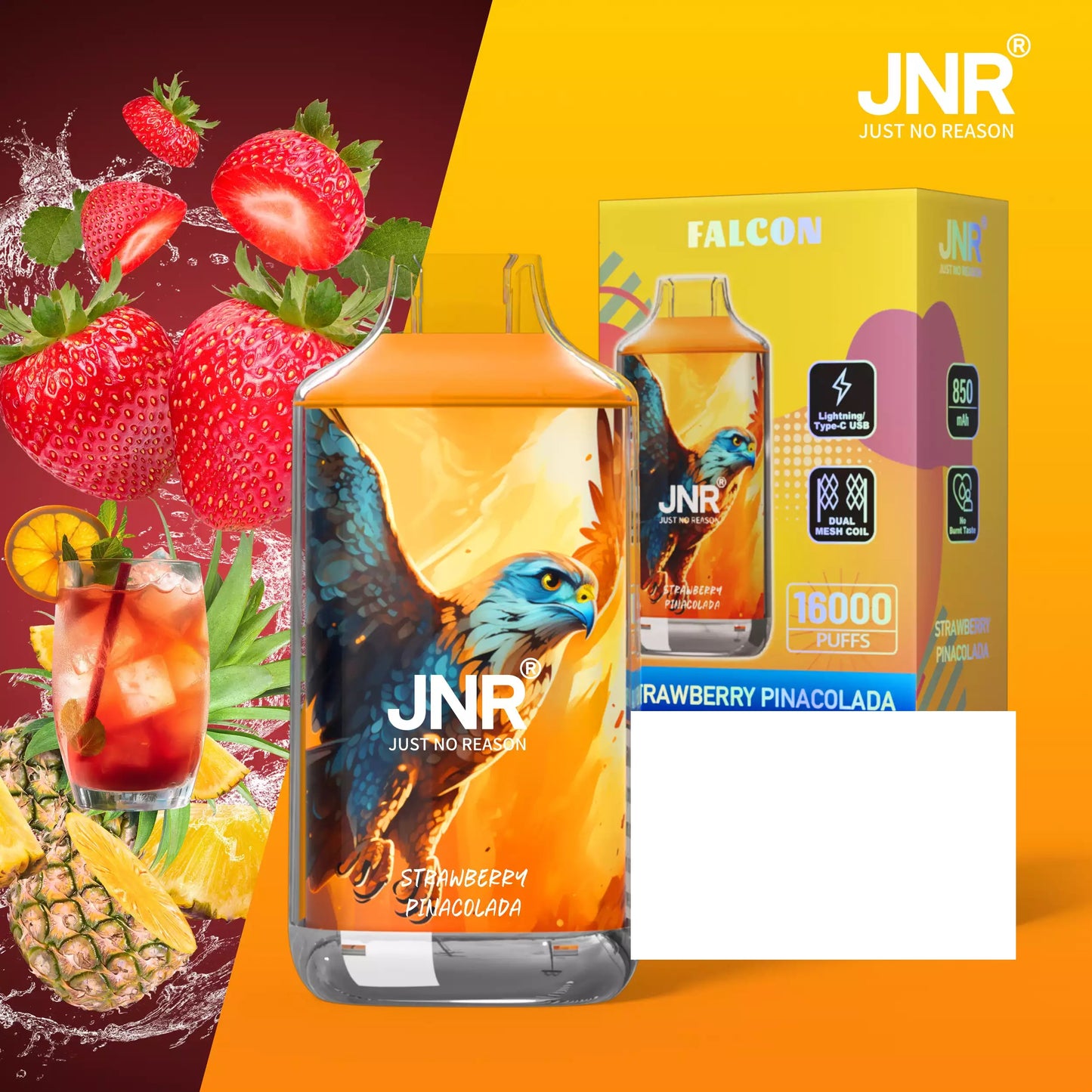 JNR FALCON 16000 Puffs Crystal Craft Dual Mesh Bulk Buy Rechargeable Disposable Vapes Wholesale