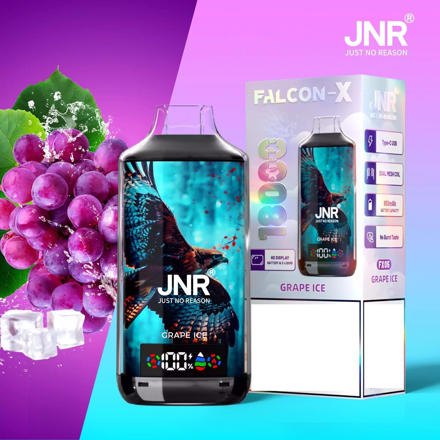 JNR FALCON X 18000 Puffs Dual Mesh LED Display Bulk Buy Rechargeable Disposable Vapes Wholesale