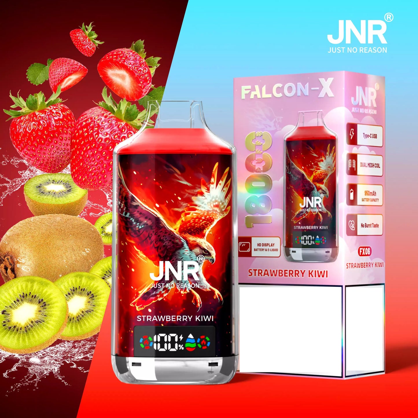 JNR FALCON X 18000 Puffs Dual Mesh LED Display Bulk Buy Rechargeable Disposable Vapes Wholesale