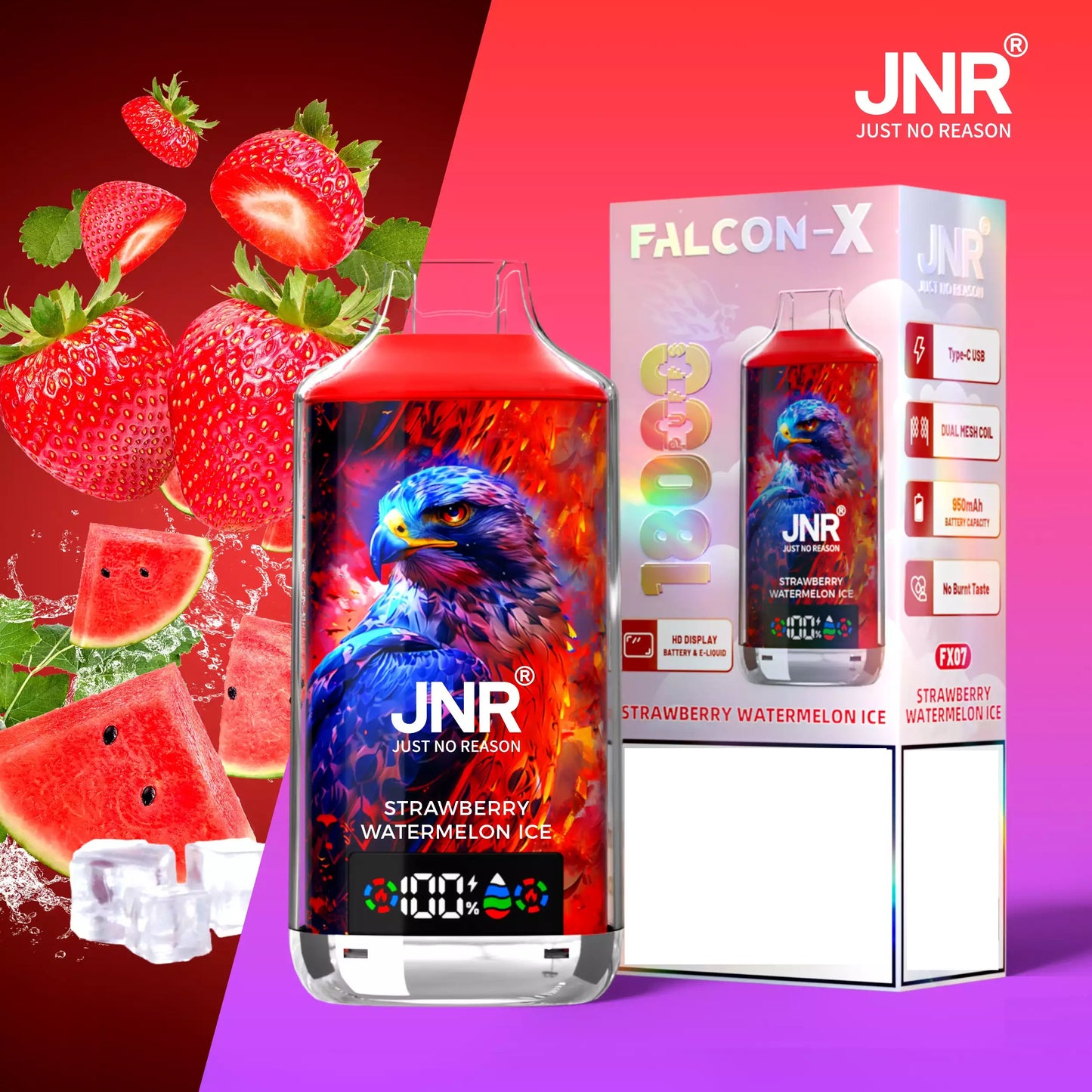 JNR FALCON X 18000 Puffs Dual Mesh LED Display Bulk Buy Rechargeable Disposable Vapes Wholesale