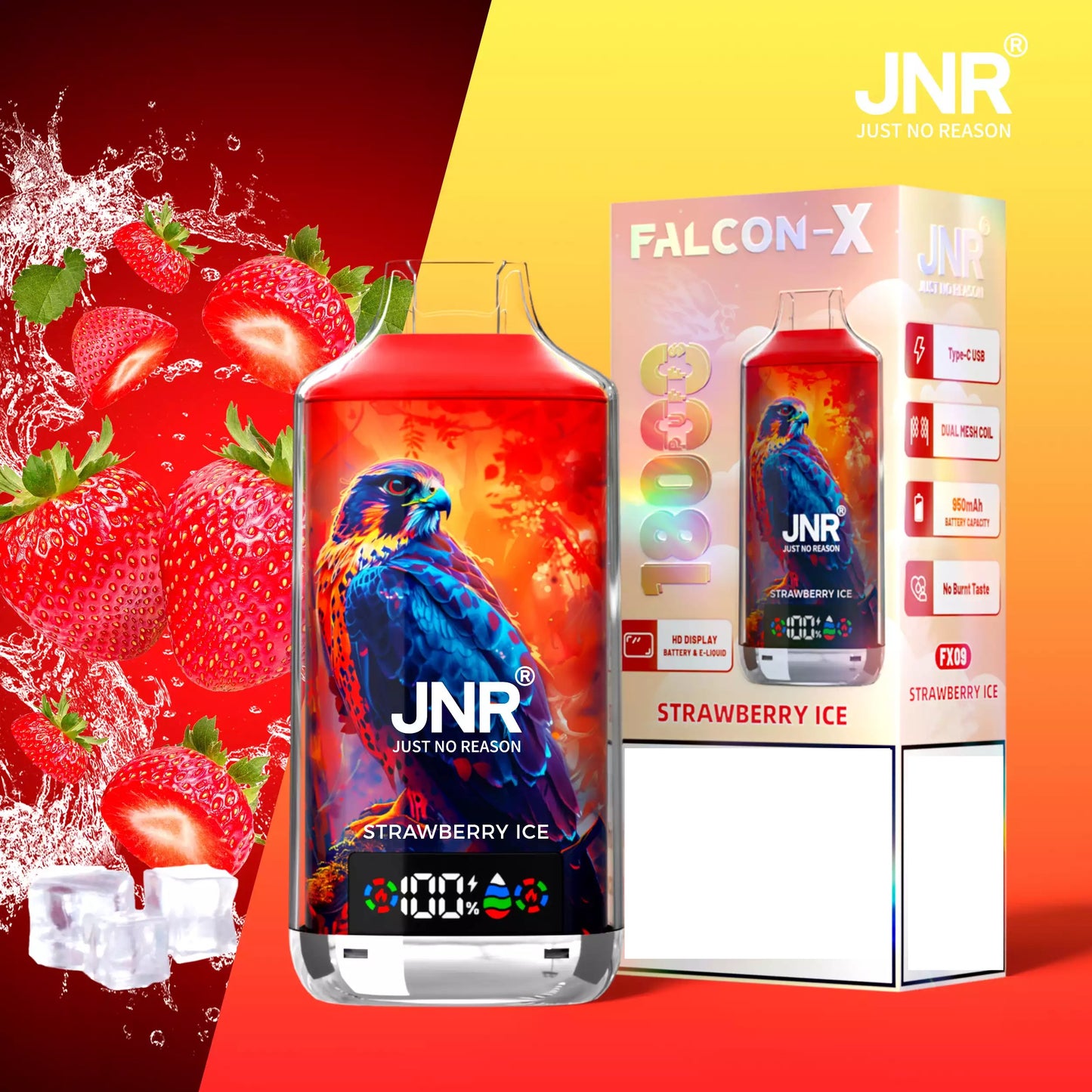 JNR FALCON X 18000 Puffs Dual Mesh LED Display Bulk Buy Rechargeable Disposable Vapes Wholesale