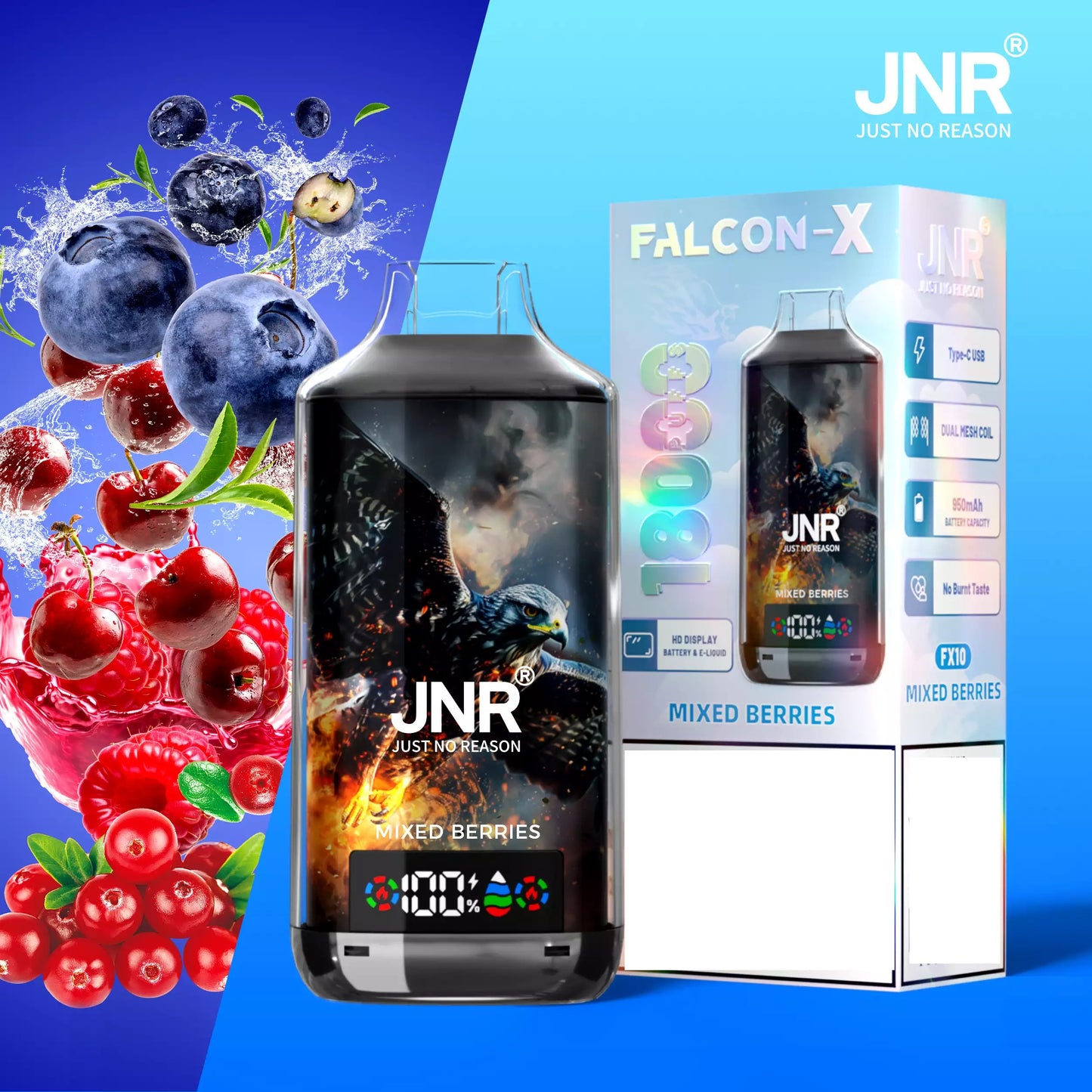 JNR FALCON X 18000 Puffs Dual Mesh LED Display Bulk Buy Rechargeable Disposable Vapes Wholesale
