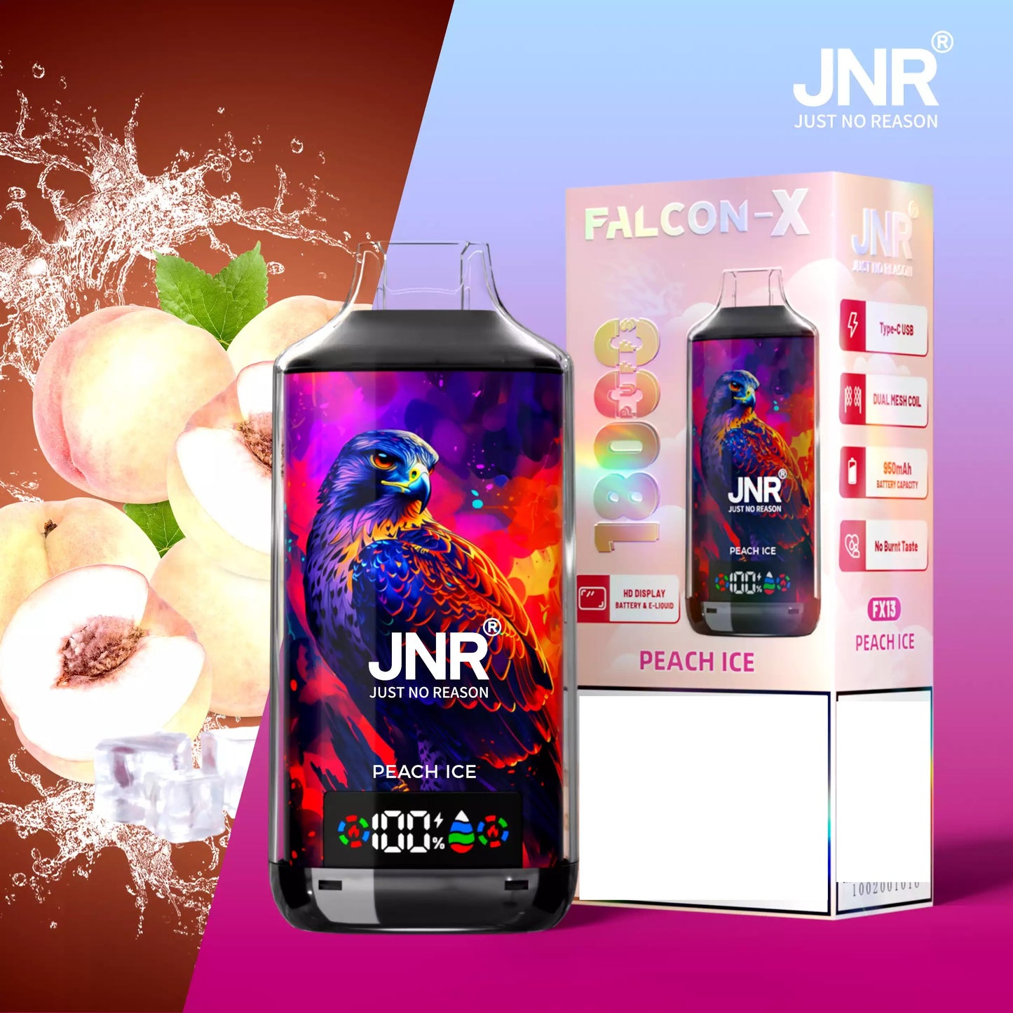 JNR FALCON X 18000 Puffs Dual Mesh LED Display Bulk Buy Rechargeable Disposable Vapes Wholesale