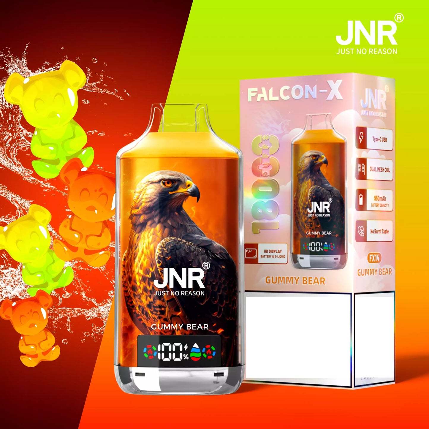 JNR FALCON X 18000 Puffs Dual Mesh LED Display Bulk Buy Rechargeable Disposable Vapes Wholesale