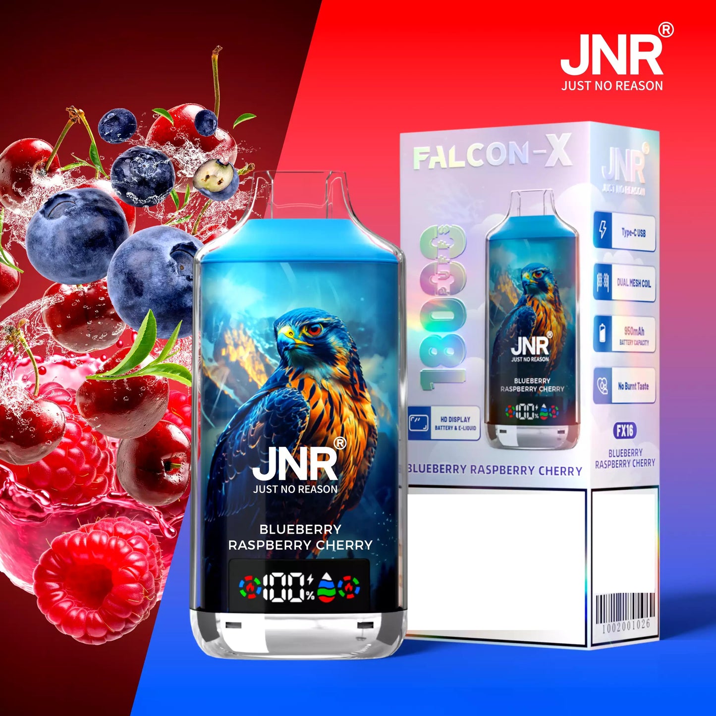 JNR FALCON X 18000 Puffs Dual Mesh LED Display Bulk Buy Rechargeable Disposable Vapes Wholesale