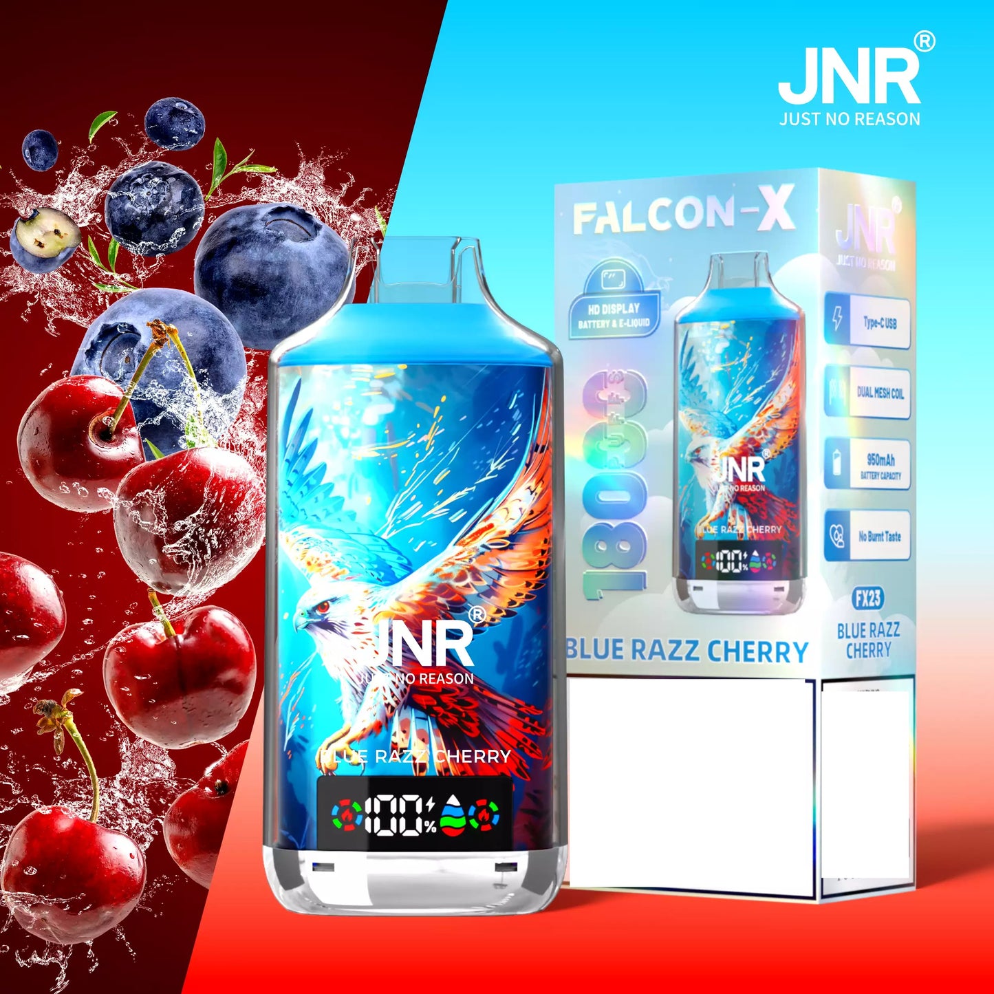 JNR FALCON X 18000 Puffs Dual Mesh LED Display Bulk Buy Rechargeable Disposable Vapes Wholesale