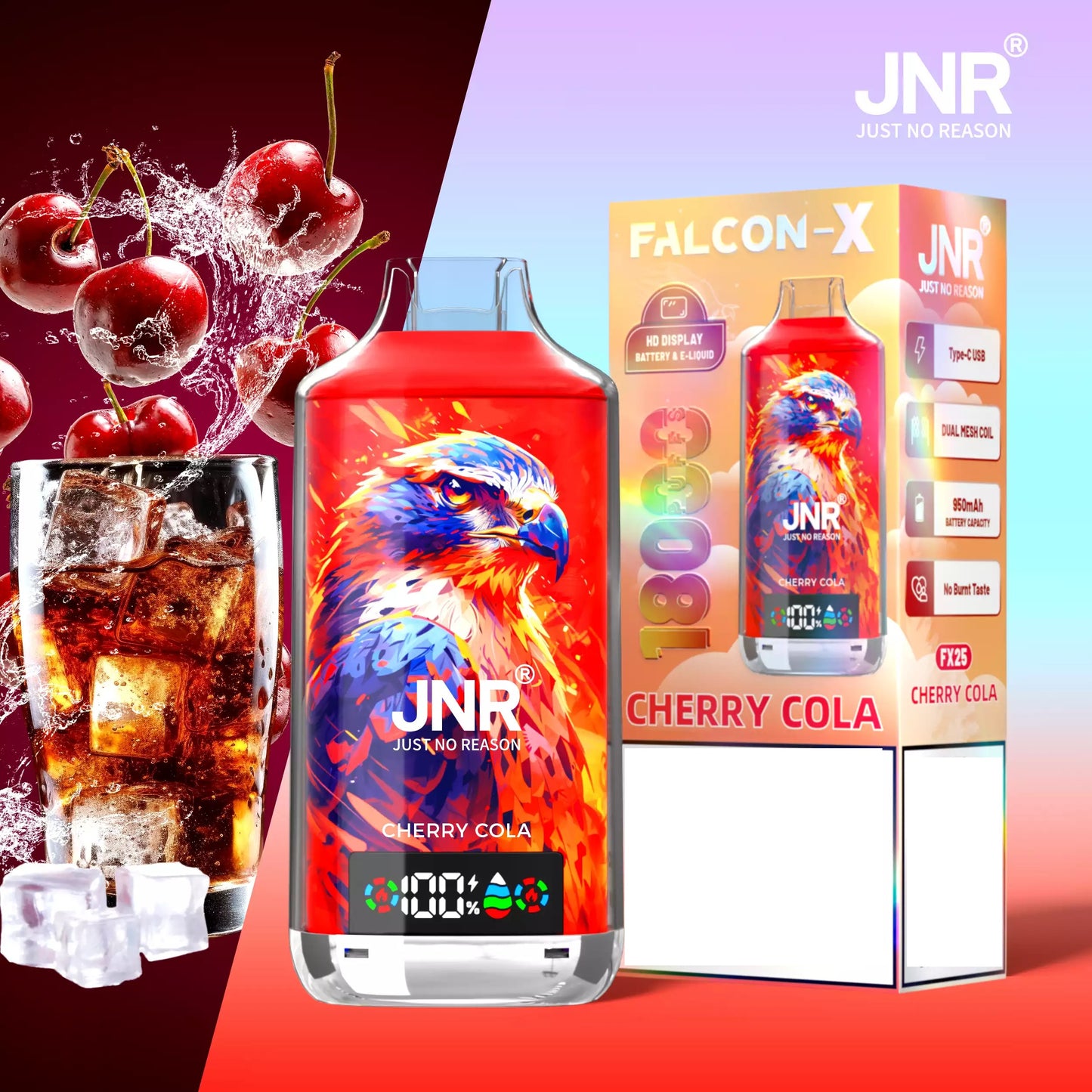 JNR FALCON X 18000 Puffs Dual Mesh LED Display Bulk Buy Rechargeable Disposable Vapes Wholesale