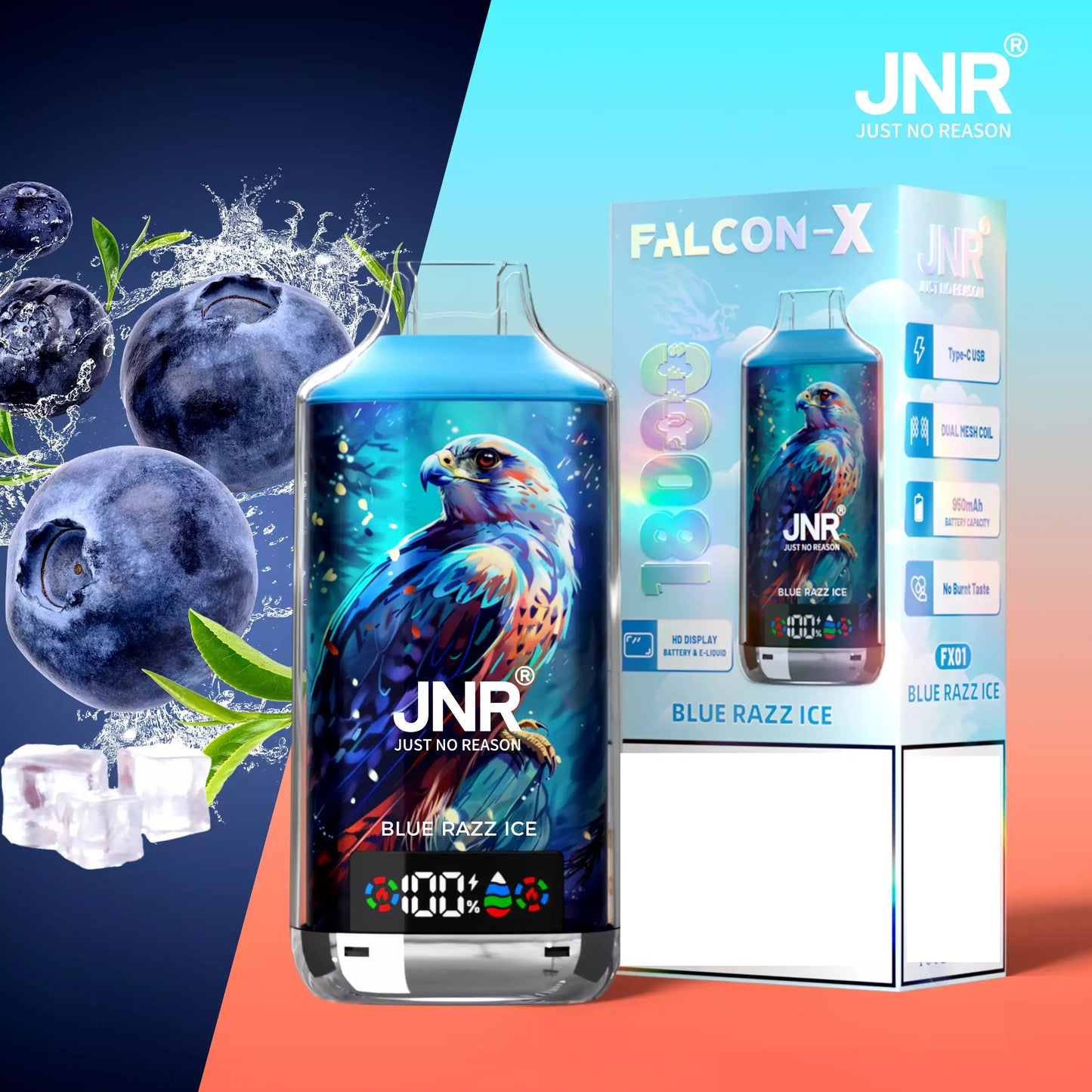 JNR FALCON X 18000 Puffs Dual Mesh LED Display Bulk Buy Rechargeable Disposable Vapes Wholesale