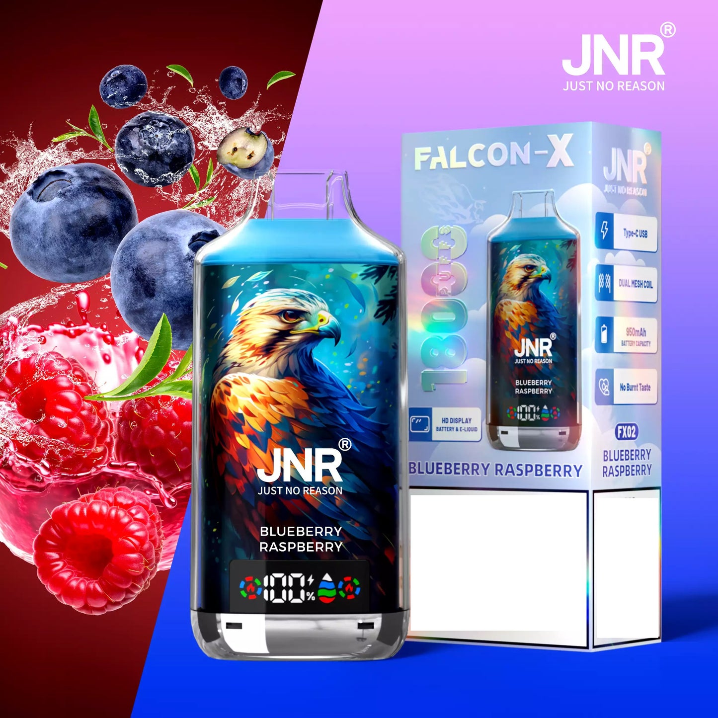 JNR FALCON X 18000 Puffs Dual Mesh LED Display Bulk Buy Rechargeable Disposable Vapes Wholesale