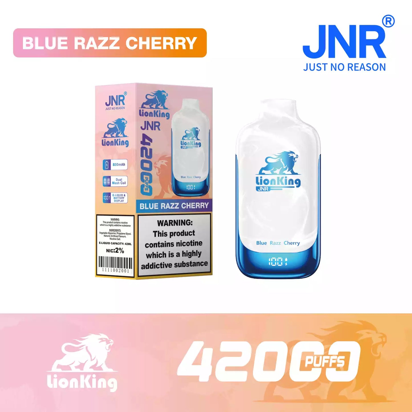JNR LIONKING 42K 42000 Puffs Big Cloud Disposable Vape Bulk Buy Wholesale Smart Design