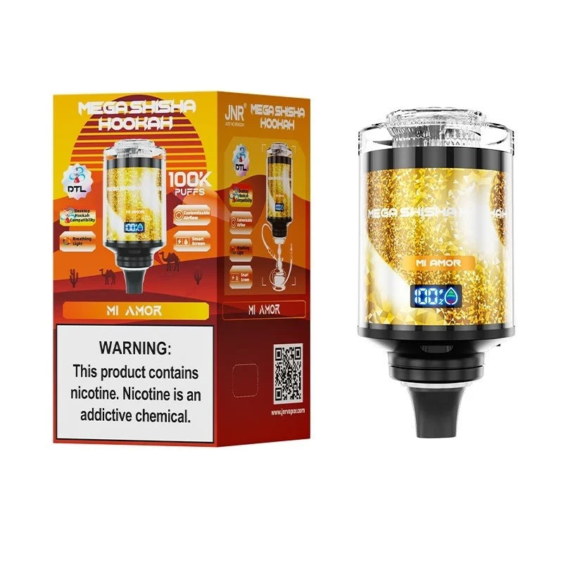 JNR Mega Shisha Hookah 100K Einweg-E-Zigarette mit 2 % Nikotinsalz, 60 ml Tankvolumen, 2200 mAh Akku, 11 Geschmacksrichtungen im Angebot 